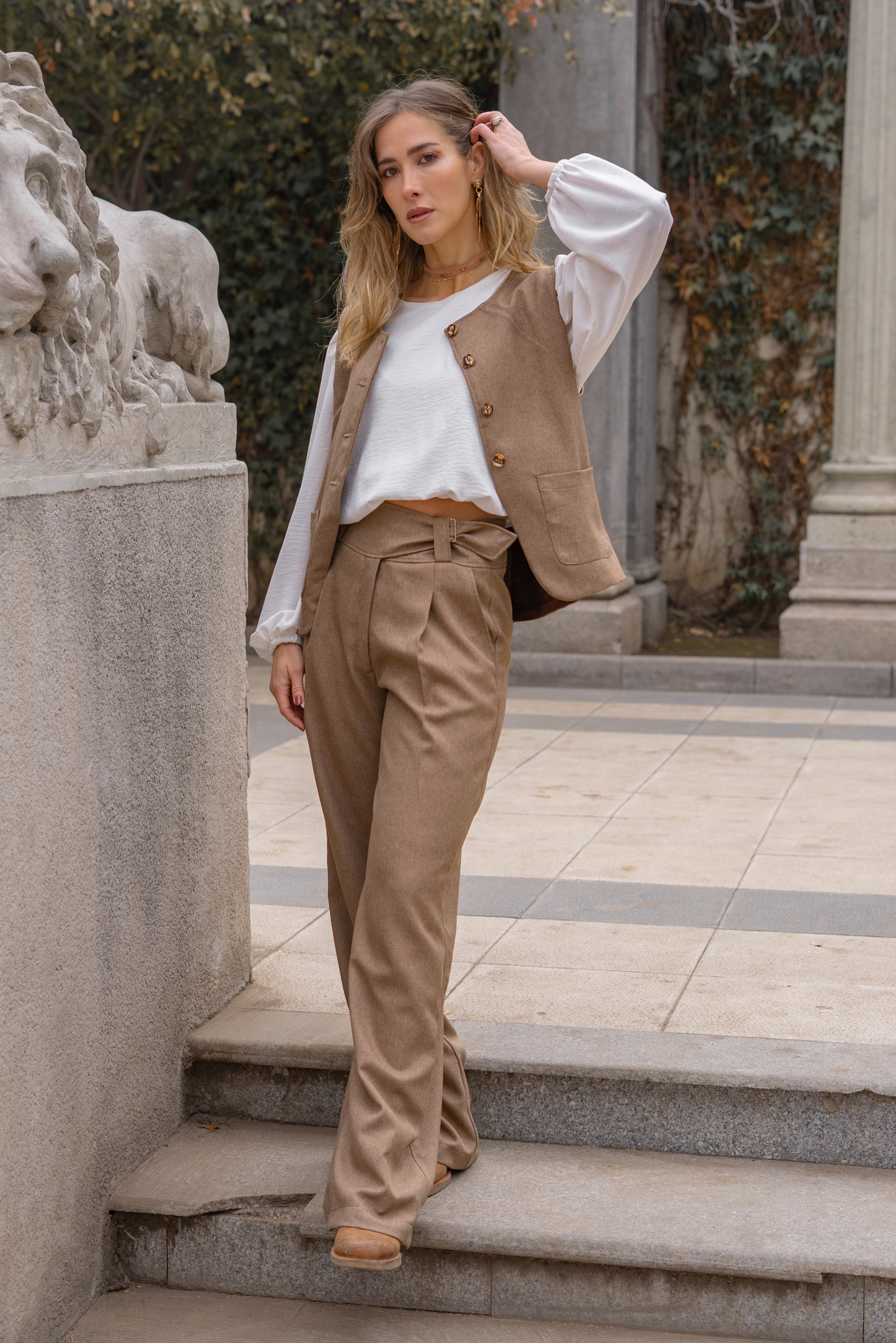 Pantalón traje Mujer Café - Pantalón Mocca