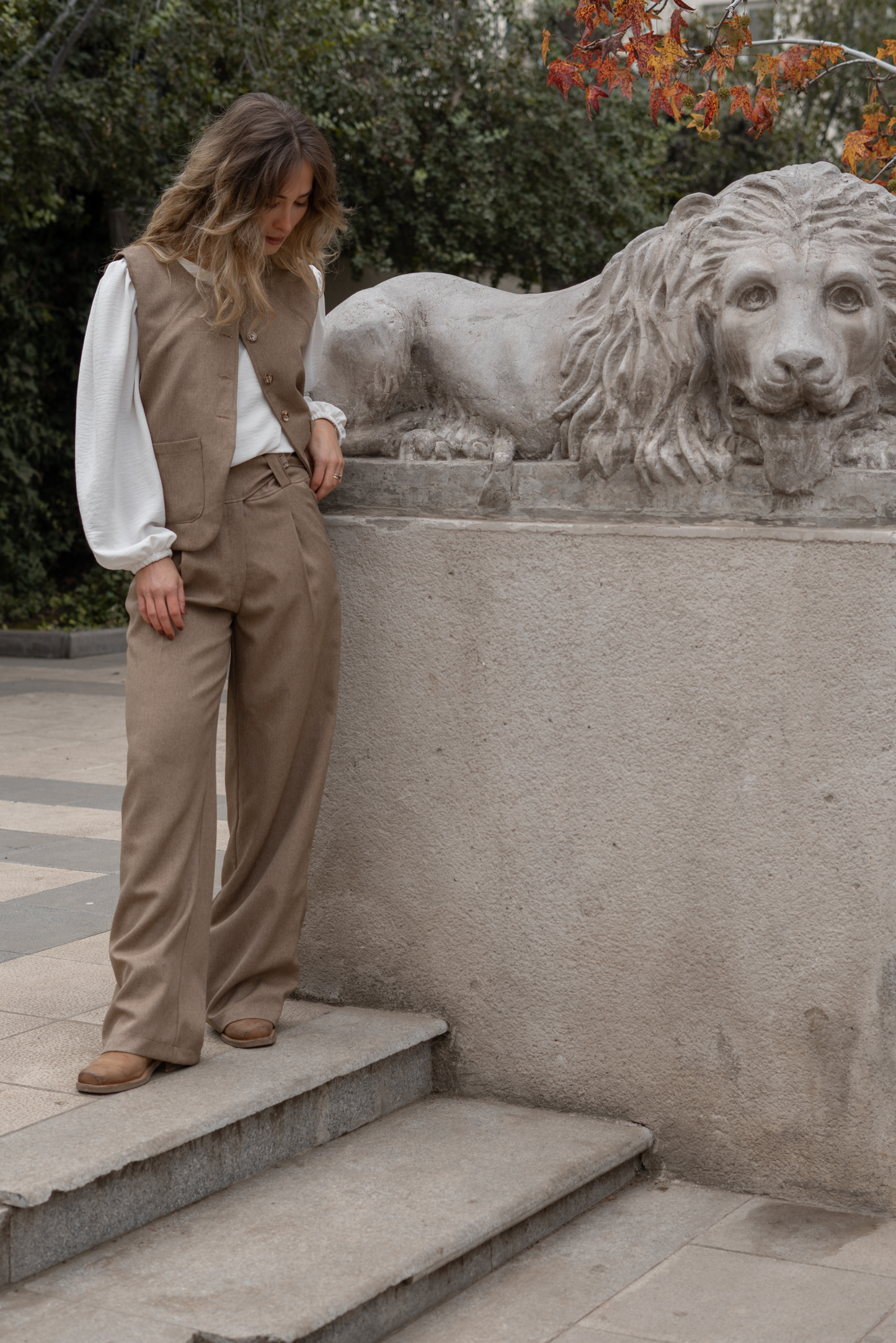 Pantalón traje Mujer Café - Pantalón Mocca