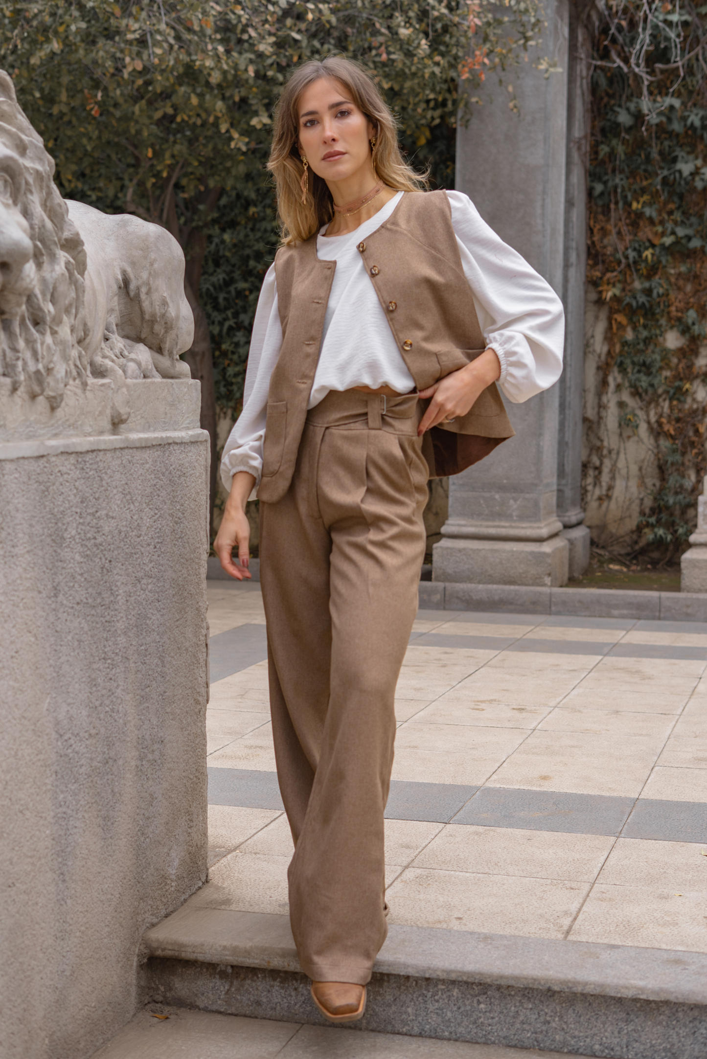 Pantalón traje Mujer Café - Pantalón Mocca