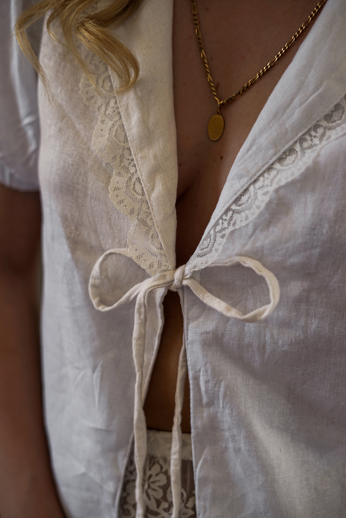 Blusa Mujer Lino Blanco - Blusa Tulipán