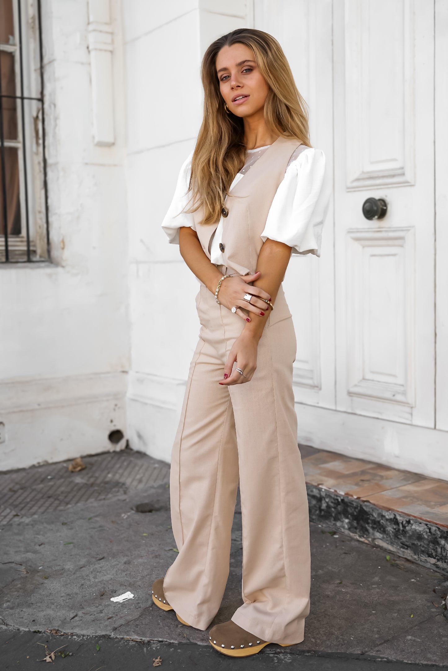 Pantalón lino beige mujer - Pantalón Florencia
