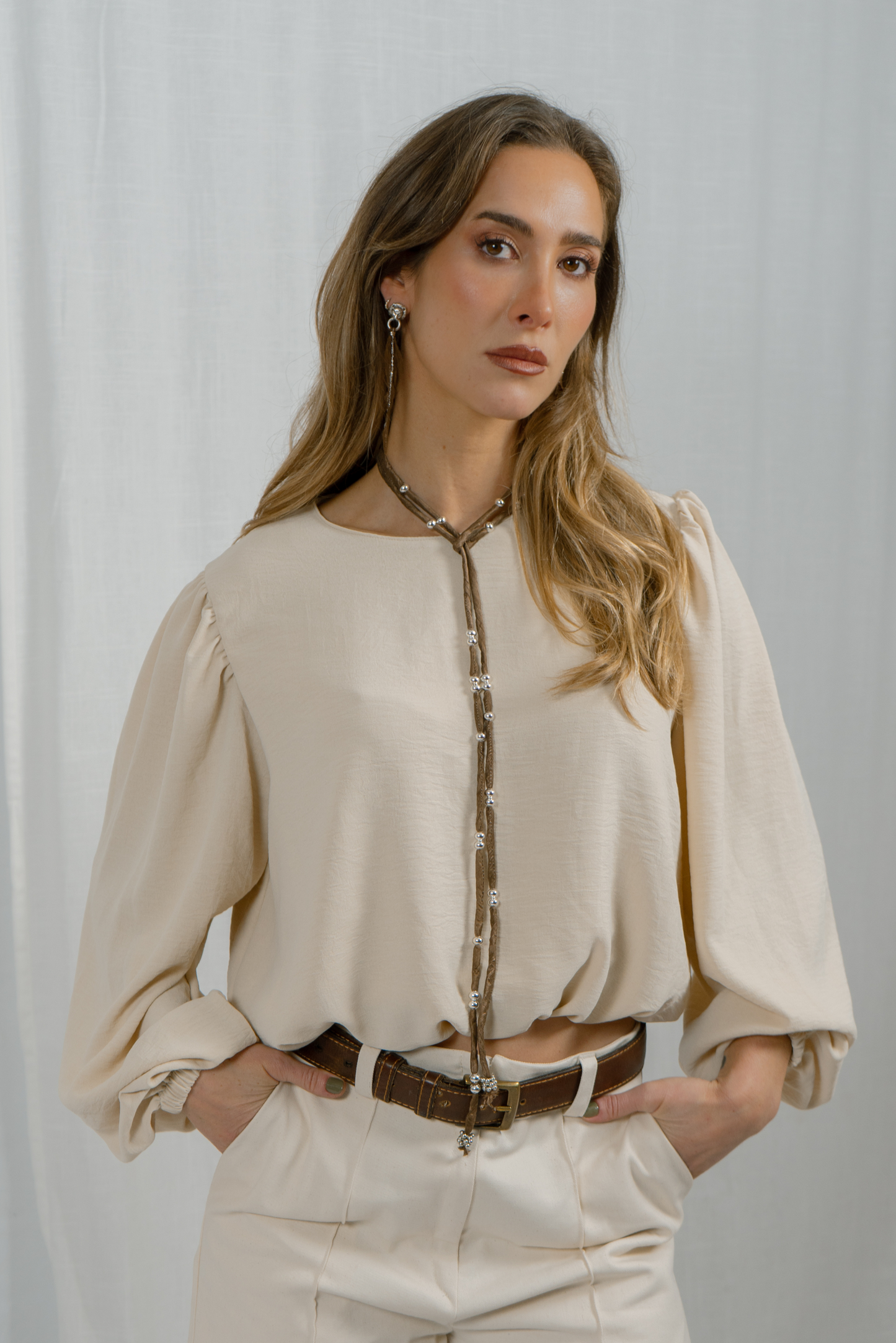 Blusa mujer beige - Blusa Emma