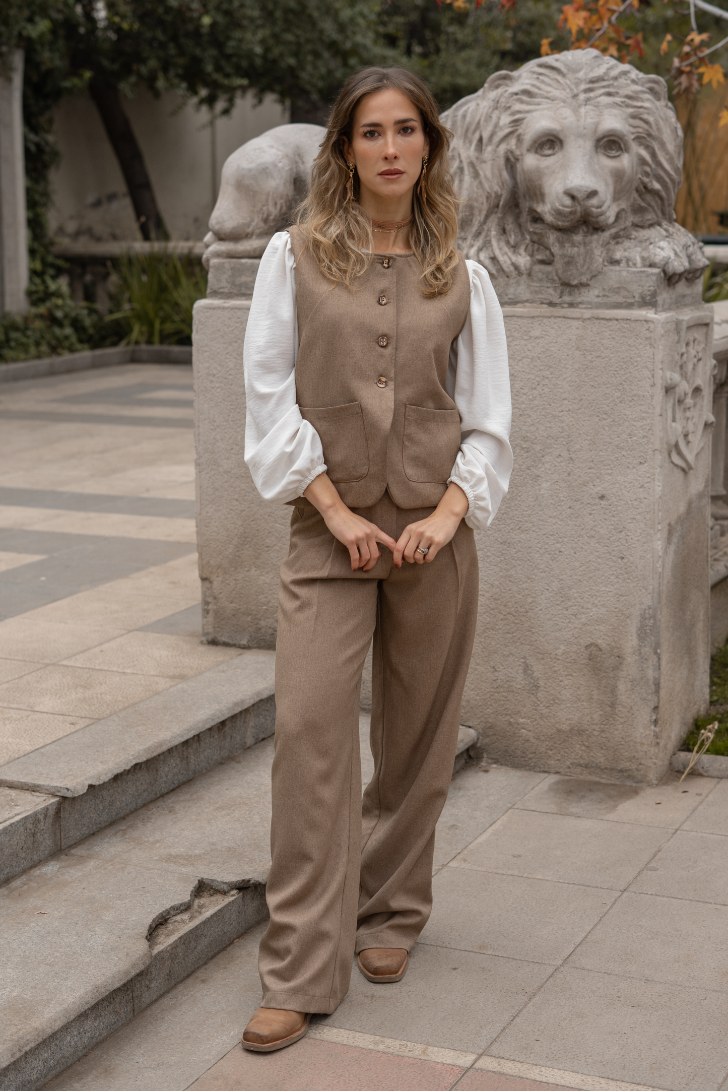 Pantalón traje Mujer Café - Pantalón Mocca