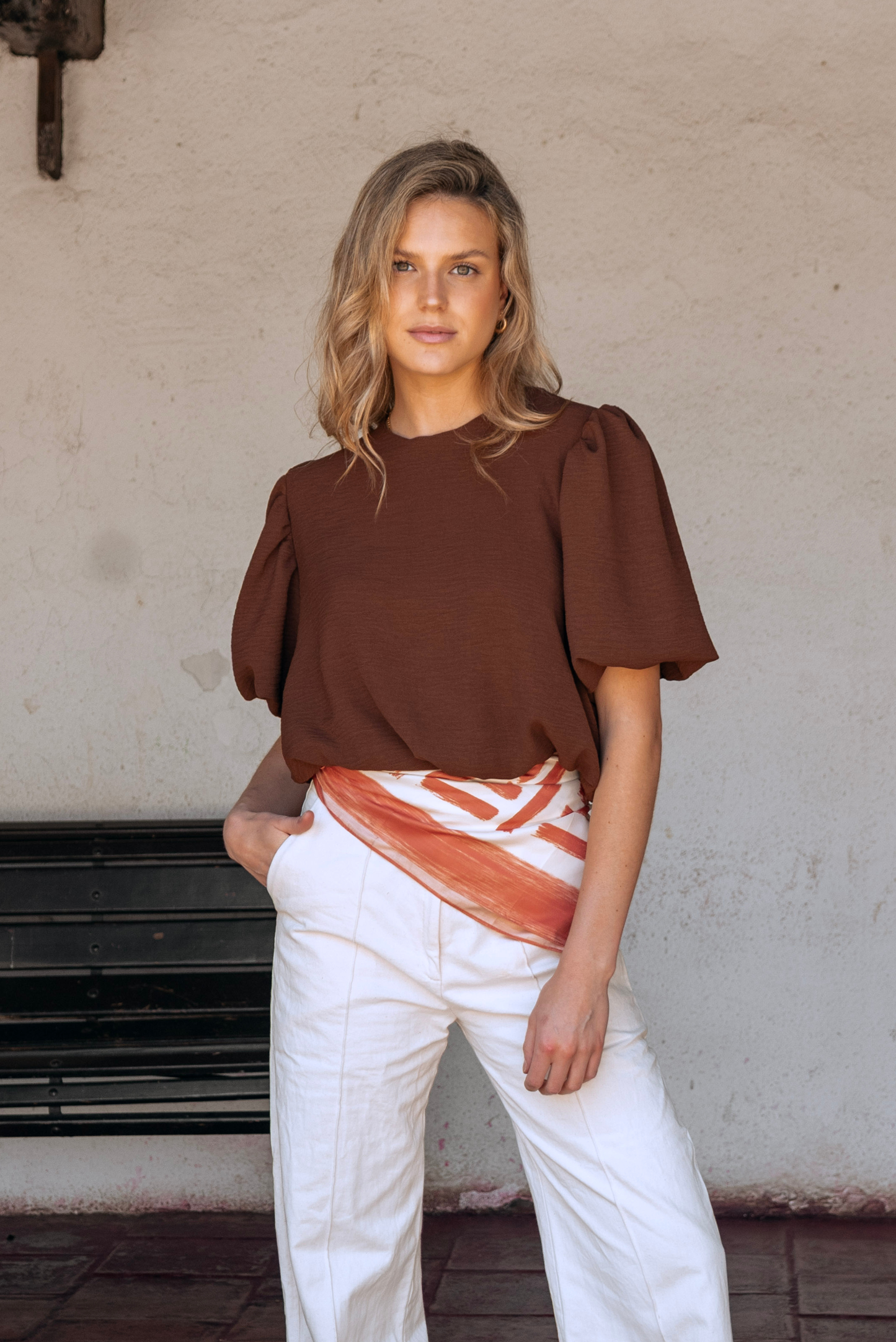 Blusa Mujer Café - Blusa Emma Manga Corta