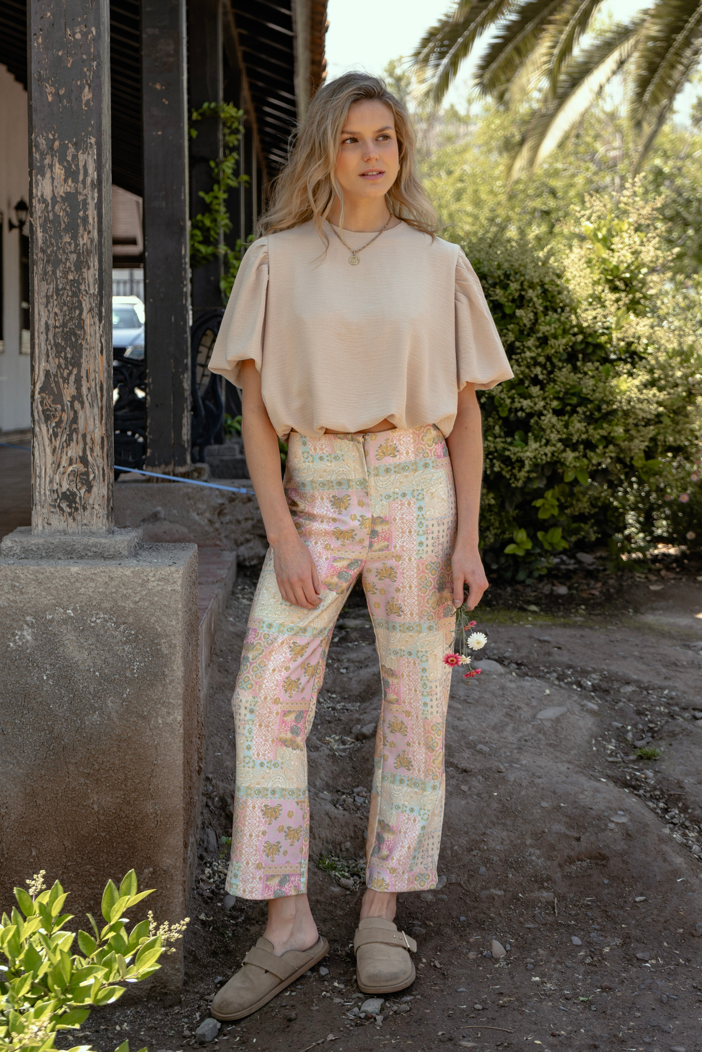 Blusa Mujer Beige - Blusa Emma Manga Corta