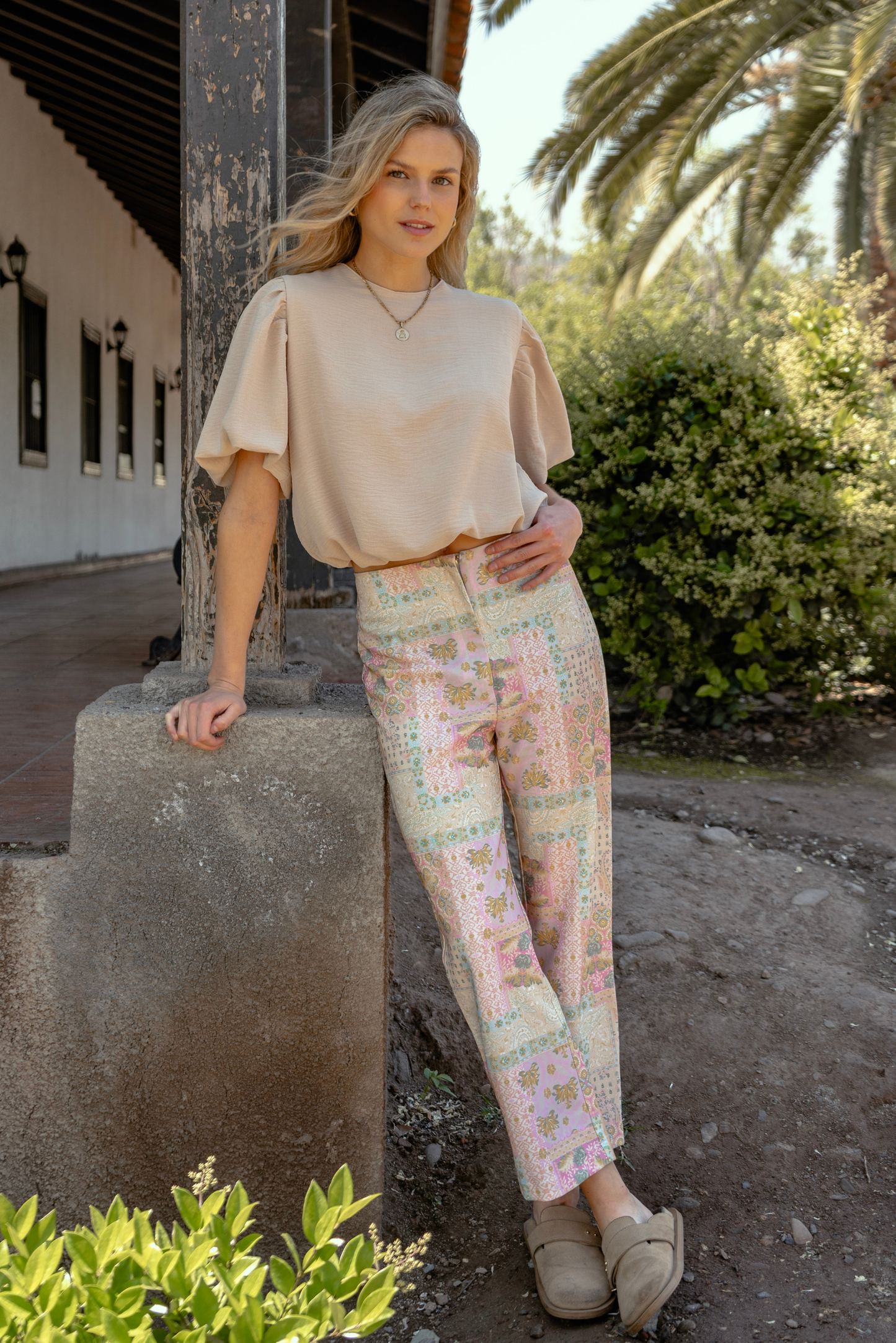 Blusa Mujer Beige - Blusa Emma Manga Corta