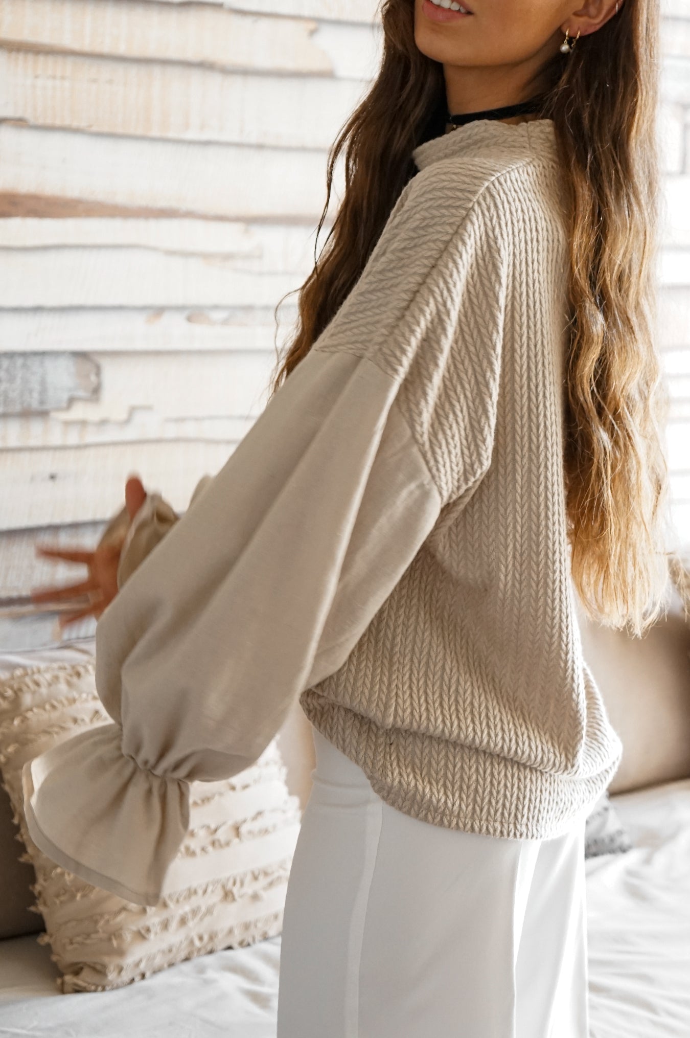 Sweater Mujer Beige - Sweater Clara