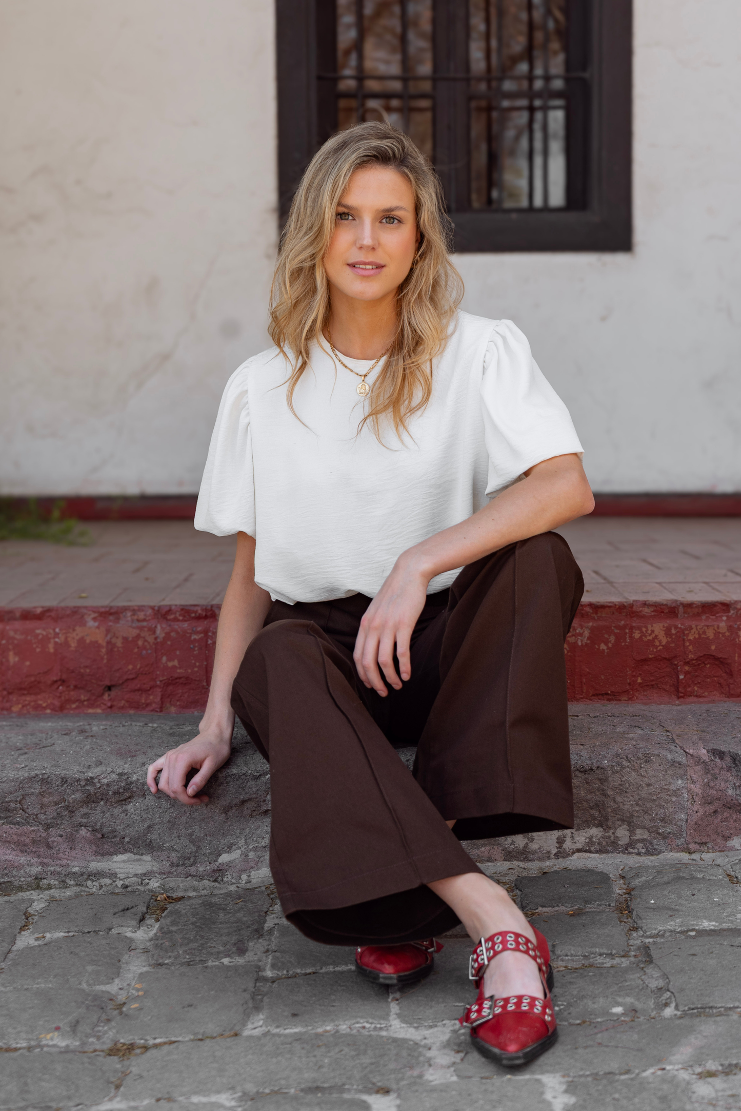 Blusa Mujer Blanco - Blusa Emma Manga Corta