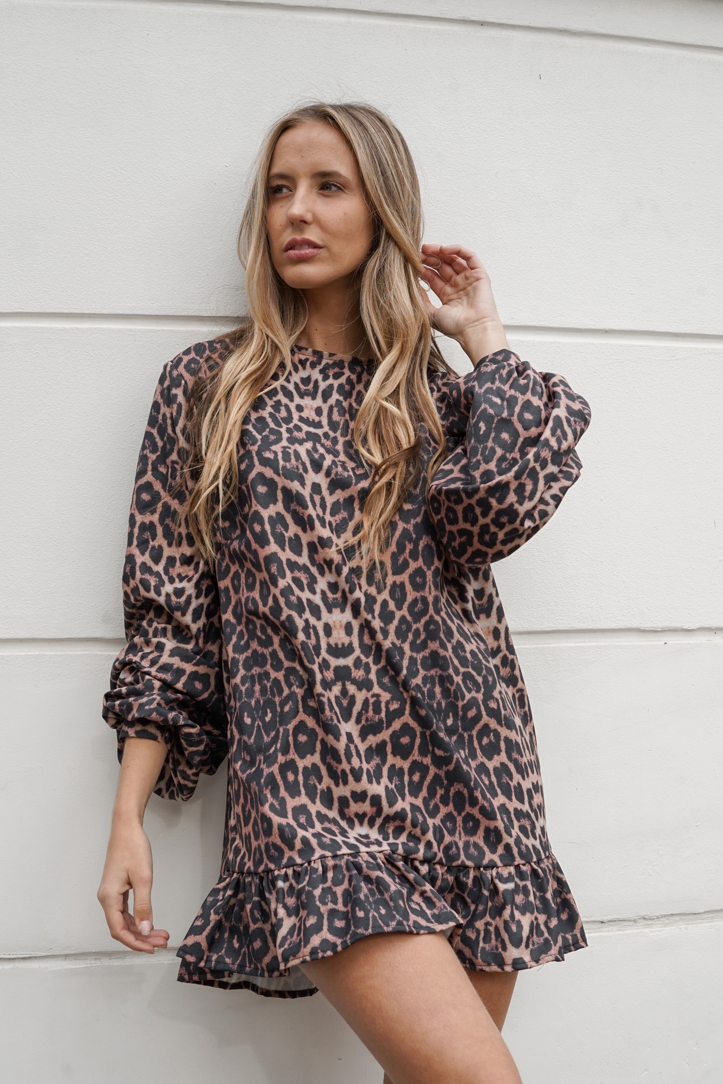 Vestido mujer leopardo manga larga - Vestido Jolie