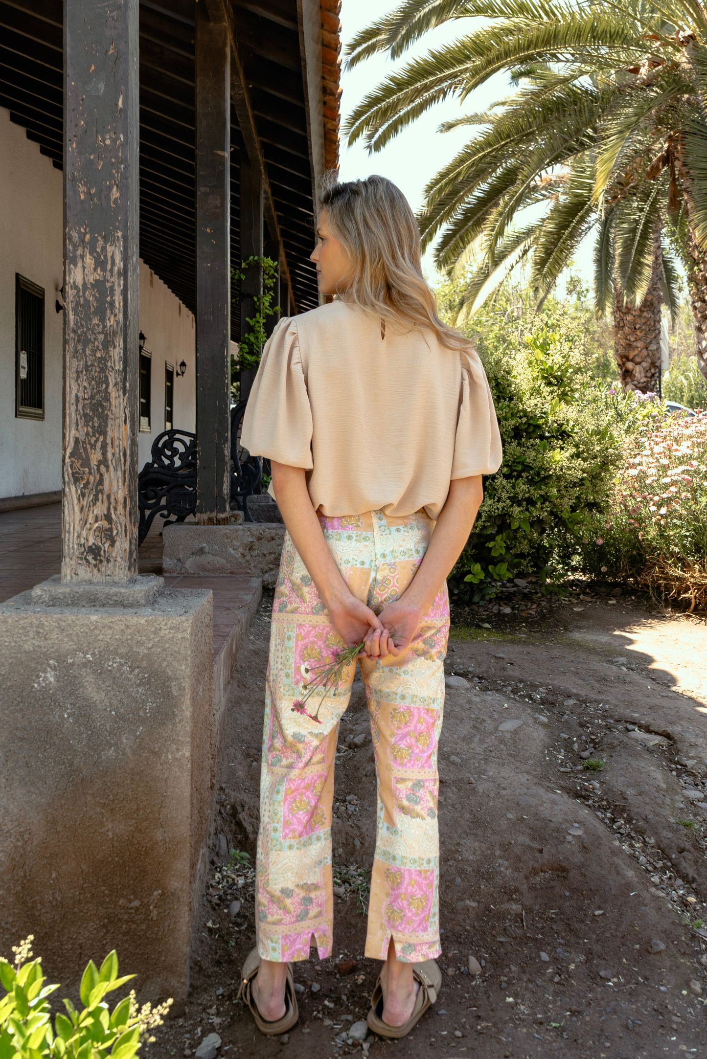 Blusa Mujer Beige - Blusa Emma Manga Corta