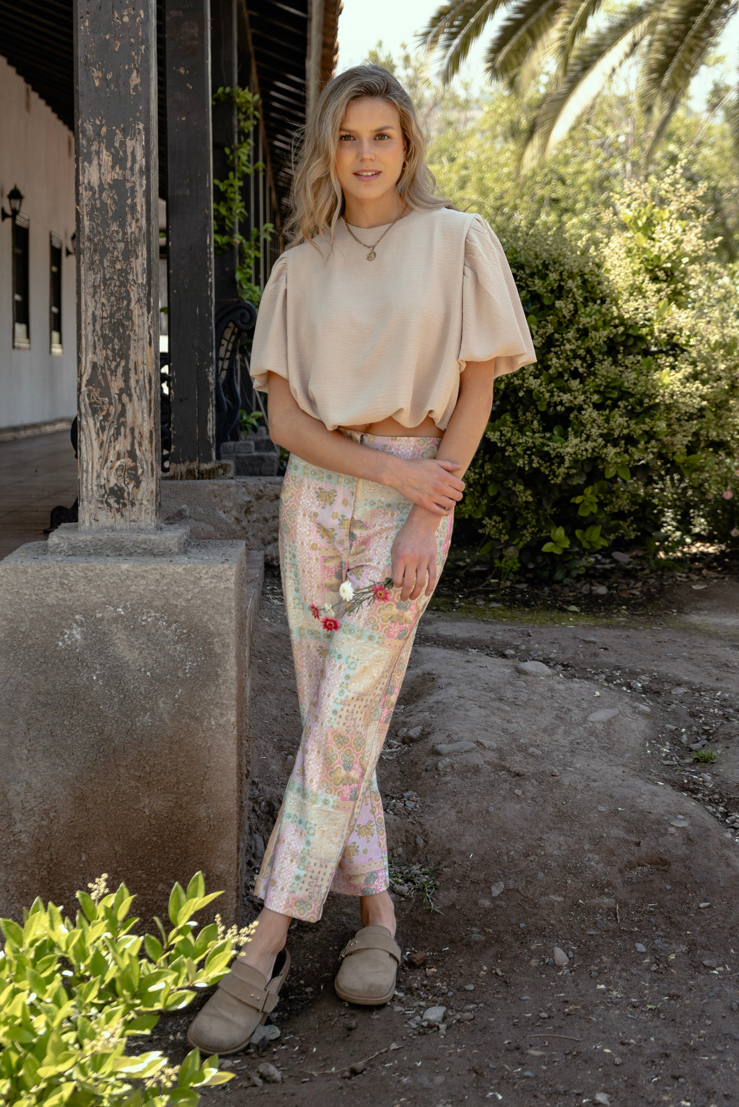 Blusa Mujer Beige - Blusa Emma Manga Corta