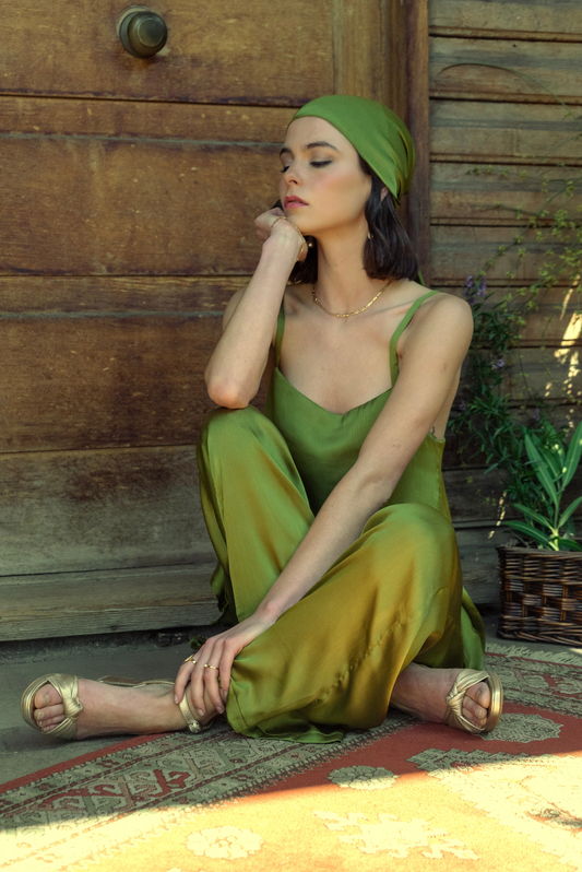 Pantalón seda Pistacho