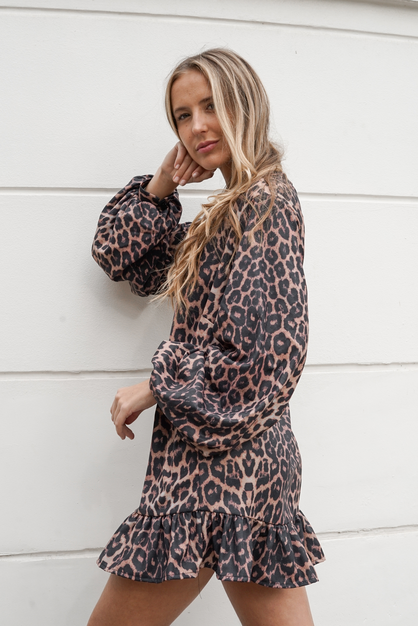 Vestido mujer leopardo manga larga - Vestido Jolie