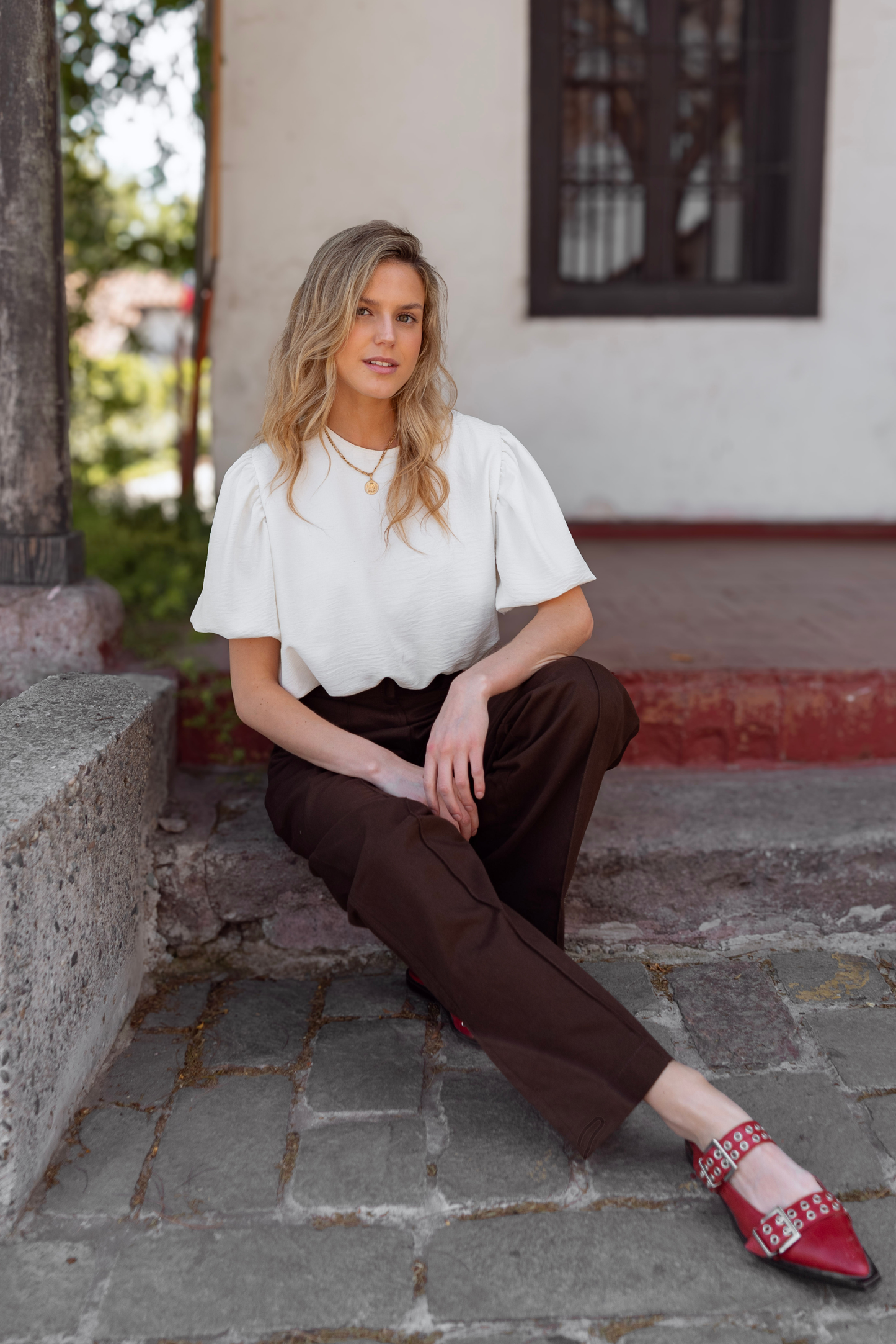 Blusa Mujer Blanco - Blusa Emma Manga Corta