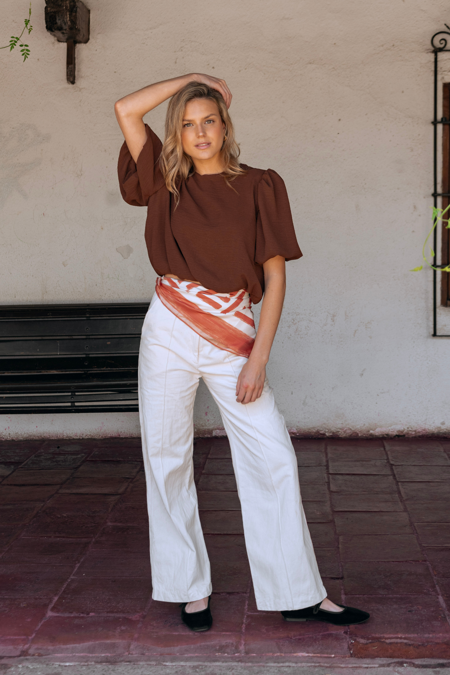 Blusa Mujer Café - Blusa Emma Manga Corta