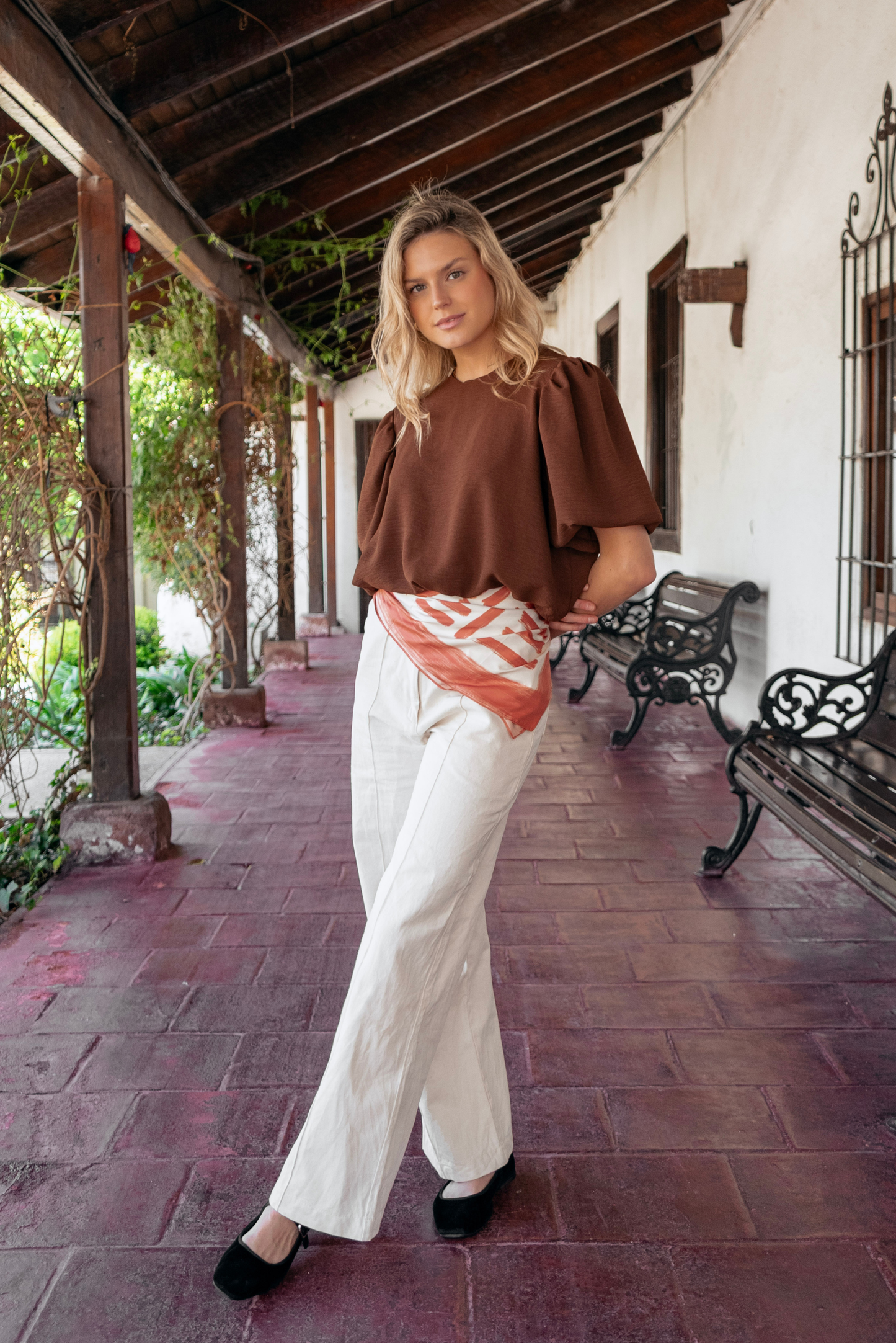 Blusa Mujer Café - Blusa Emma Manga Corta