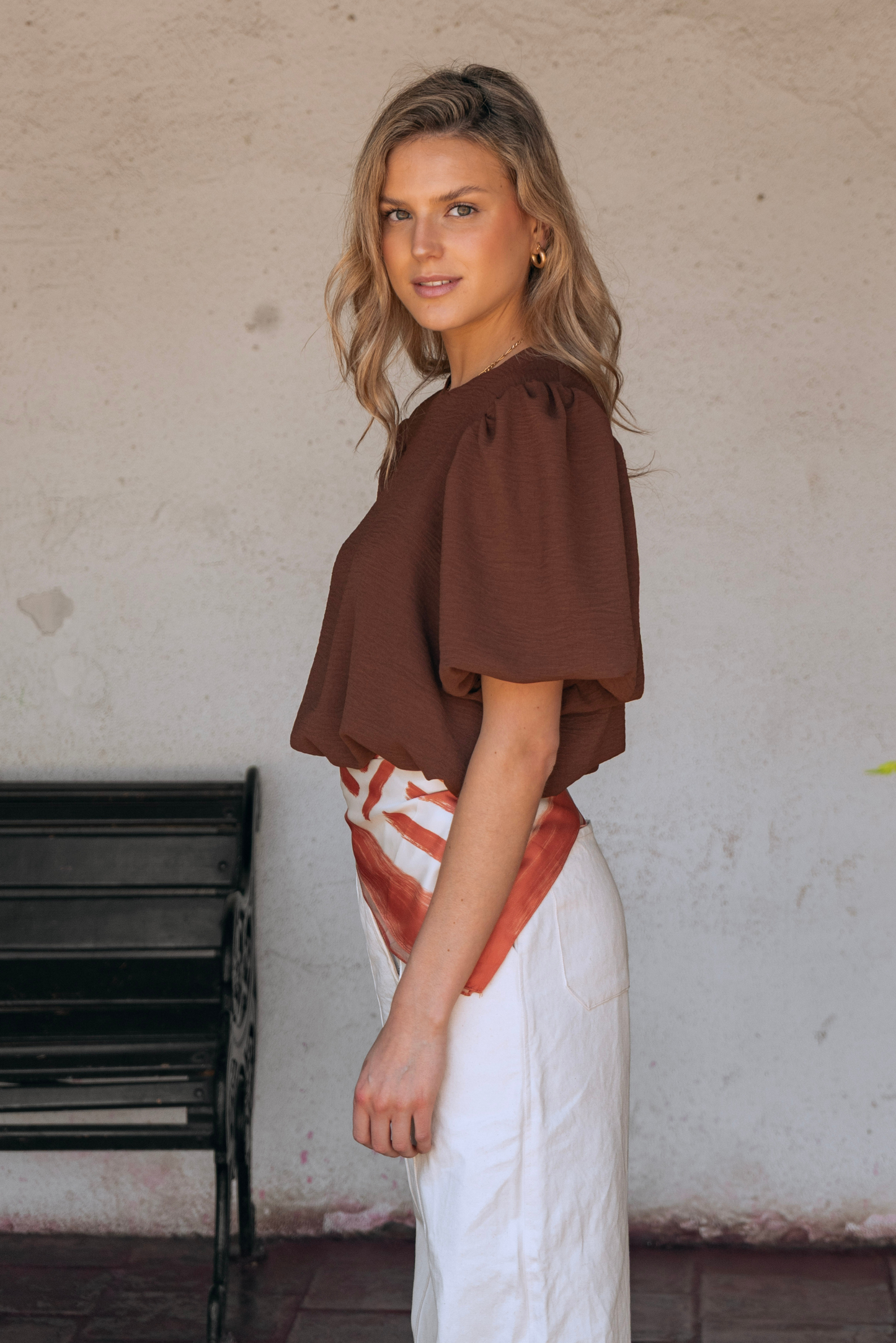 Blusa Mujer Café - Blusa Emma Manga Corta