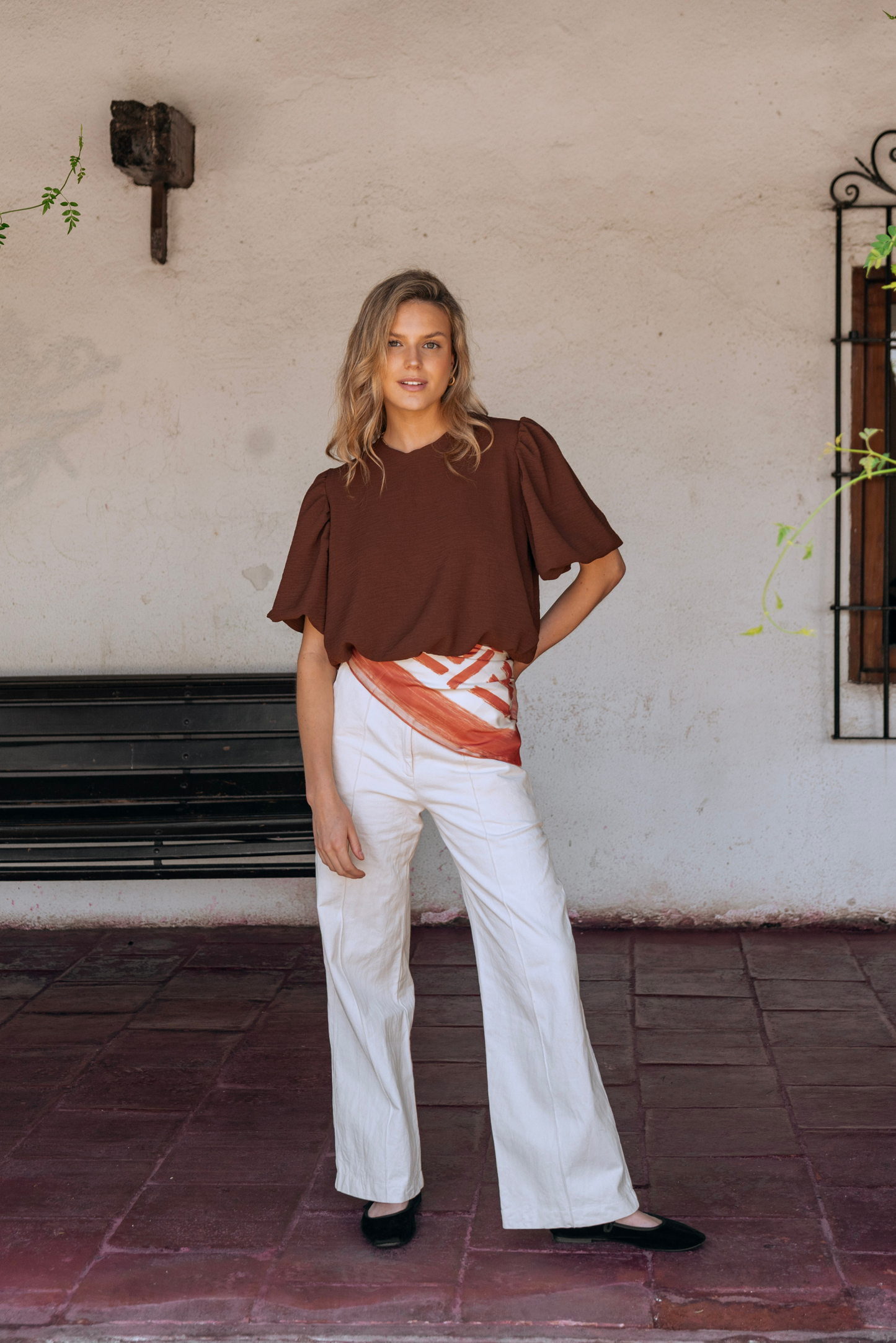 Blusa Mujer Café - Blusa Emma Manga Corta