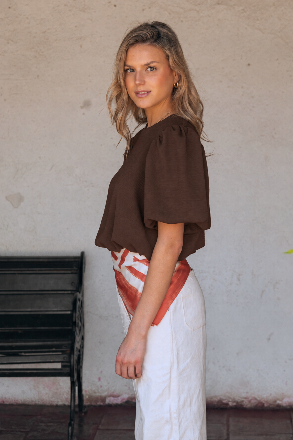 Blusa Emma Manga Corta Café