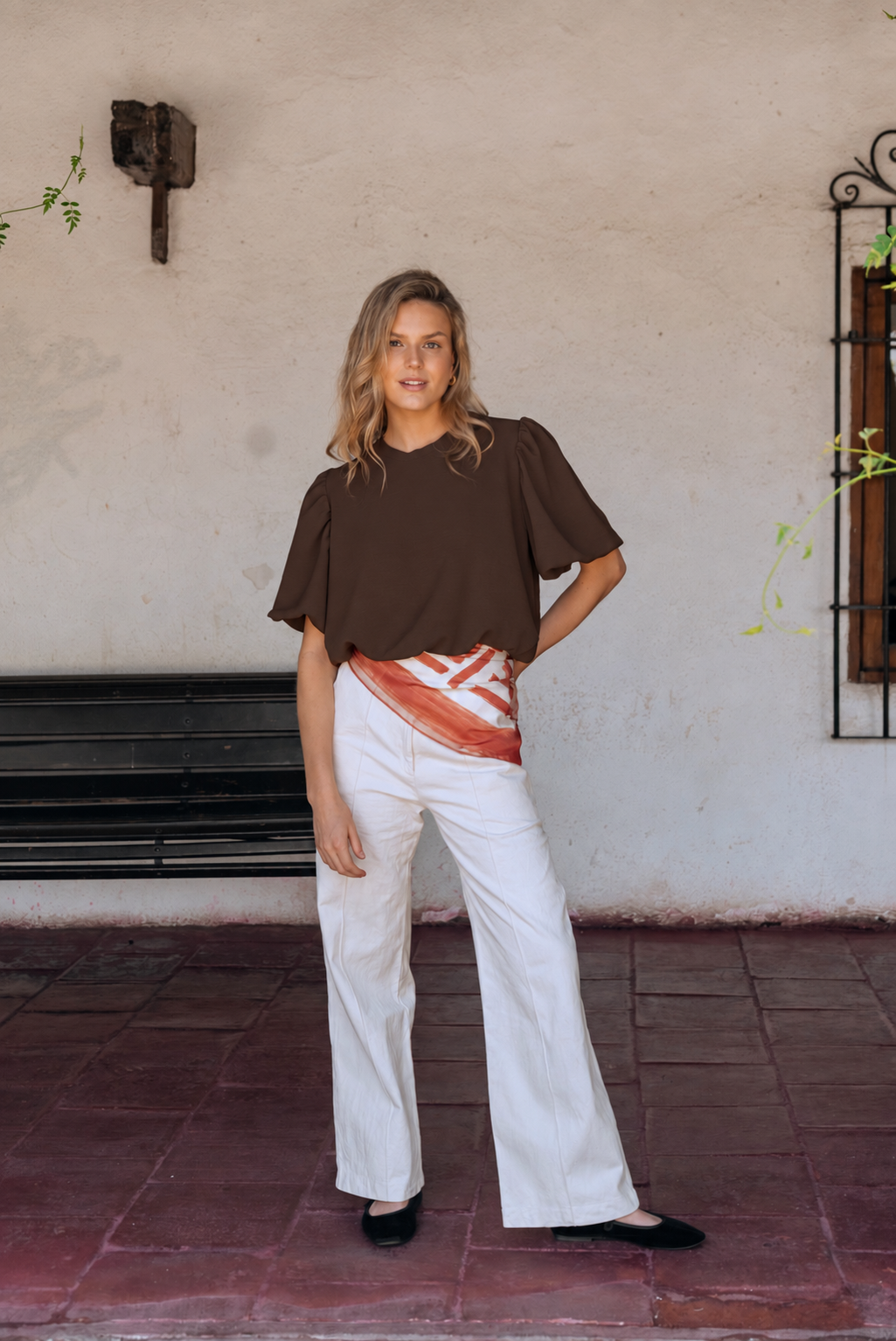 Blusa Emma Manga Corta Café